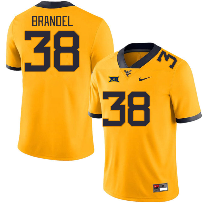 Men #38 Donald Brandel West Virginia Mountaineers College Football Jerseys Stitched Sale-Gold